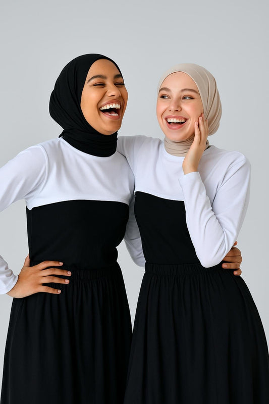 2'li Paket Beyaz Bisiklet Yaka Boyunluklu Kolluk