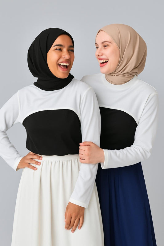 2 Adet Beyaz Dik Yaka Boyunluklu Kolluk