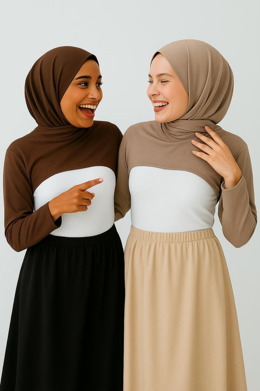 2'li Paket Kahve Tonları Sıfır Yaka Boyunluklu Kolluk Seti - Bitter ve Kahve