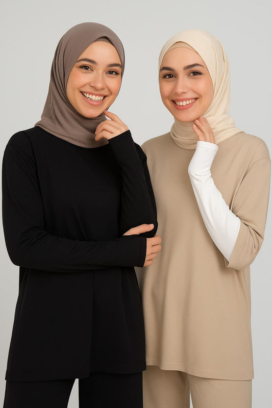 2'li Paket Parmak Detaylı Lastikli Kolluk Seti - Siyah ve Beyaz