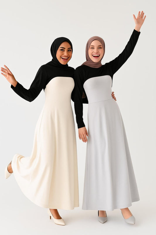 2'li Paket 2 Adet Siyah Sıfır Yaka Boyunluklu Kolluk