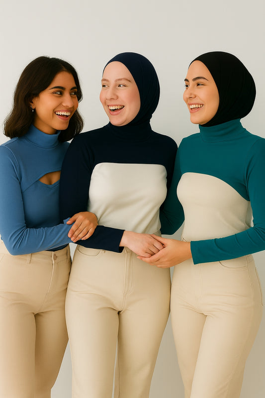 3'lü Set Dik Yaka Boyunluklu Kolluk - Lacivert, Mavi ve Kraliyet Mavisi