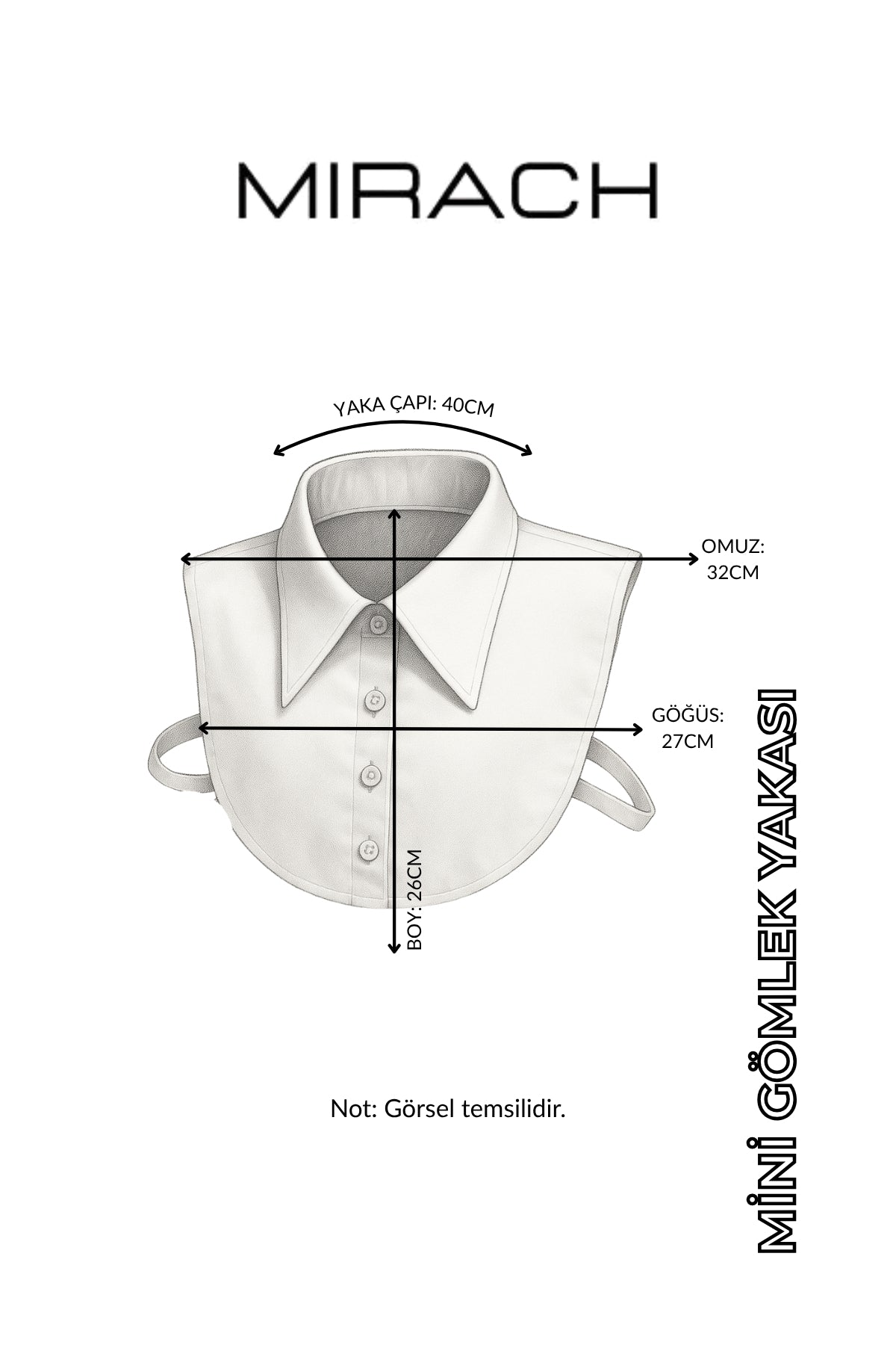 Mini Klasik Gömlek Yakası - Beyaz