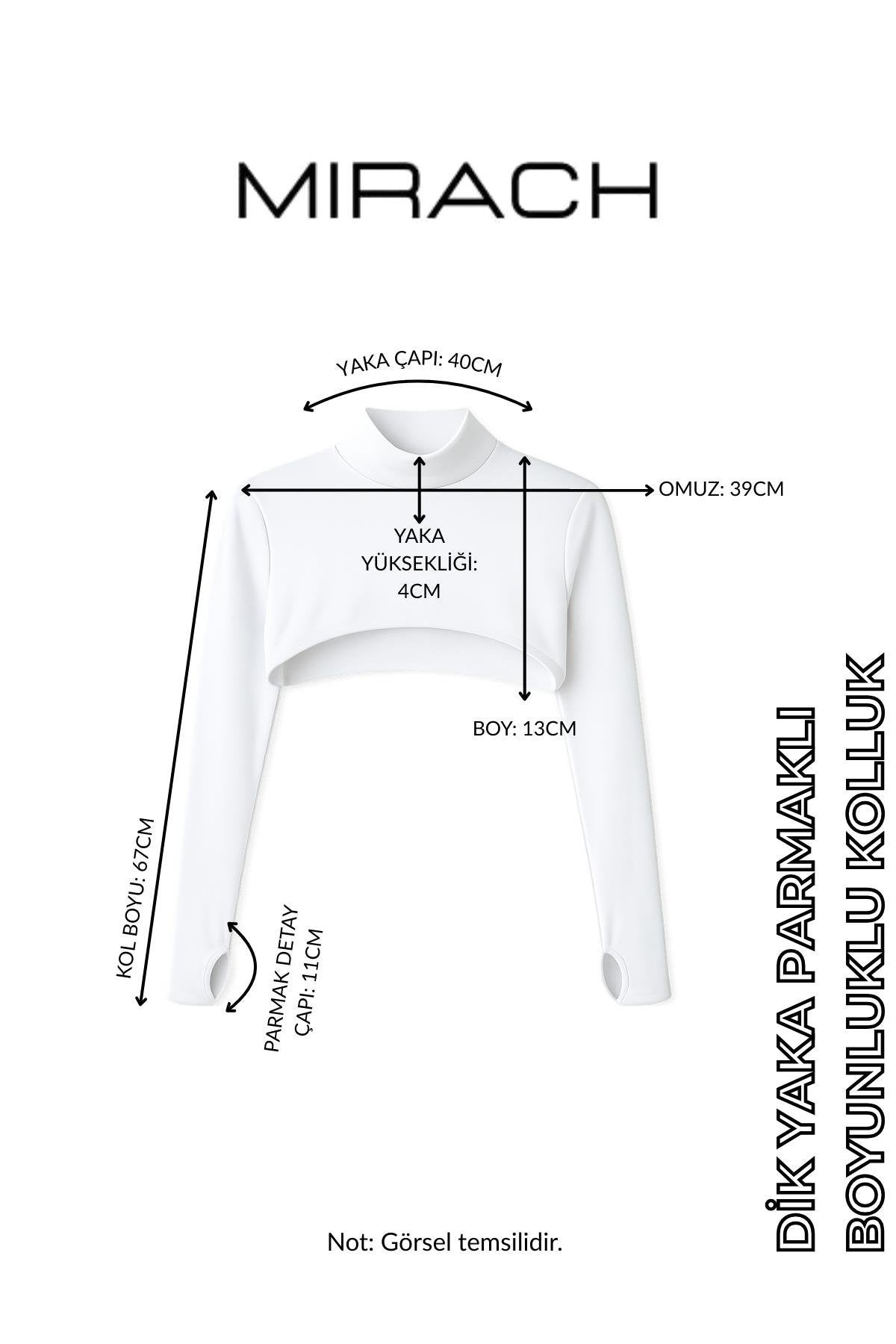 Dik Yaka Parmaklı Boyunluklu Kolluk - Beyaz