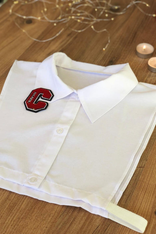 C Harf Detaylı Gömlek Yakası - Beyaz