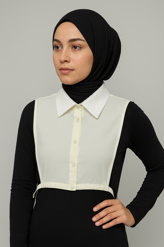 Dantel Yaka Detaylı Gömlek Yakası - Krem