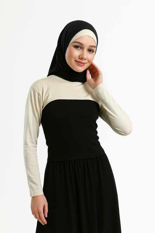 Dik Yaka Boyunluklu Kolluk - Bej