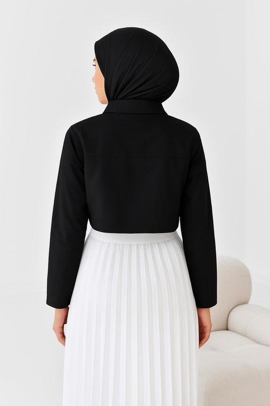 Gömlekli Kolluk Yarım Gömlek - Siyah