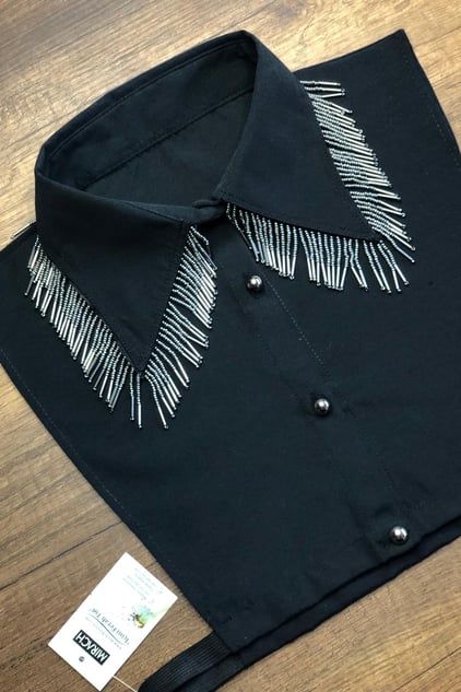 Işıltılı gölge gömlek yakası - Siyah | Outlet
