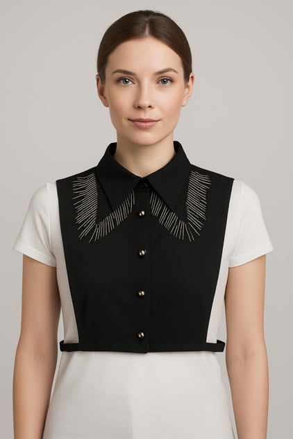 Işıtılı Gölge Gömlek Yakası - Siyah