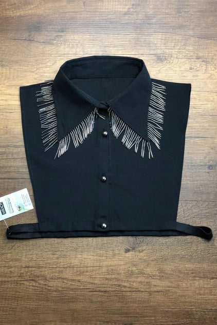 Işıltılı gölge gömlek yakası - Siyah | Outlet