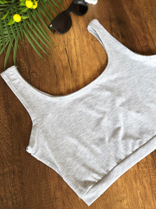 Kolsuz Crop Büstiyer Düz Renk - Beyaz