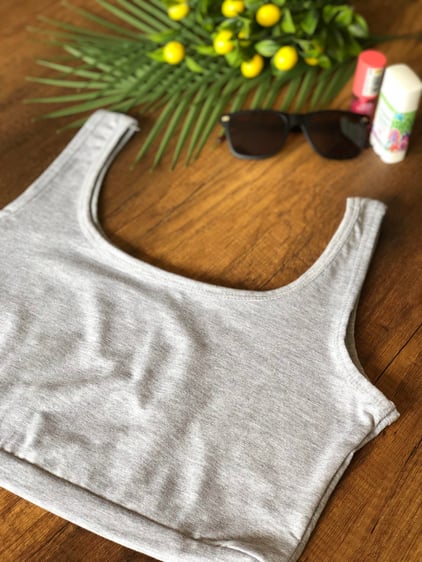 Kolsuz Crop Büstiyer Düz Renk - Gri