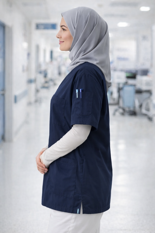 Tek Üst 4 Cepli Scrubs Forma - Lacivert