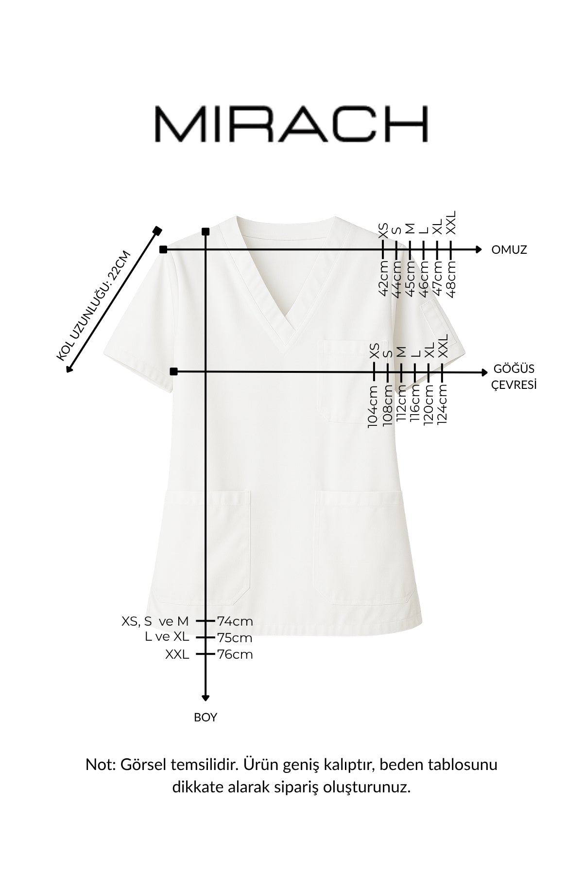 Kişiye Özel İsimli Erkek Tek Üst 4 Cepli Scrubs Forma - Beyaz