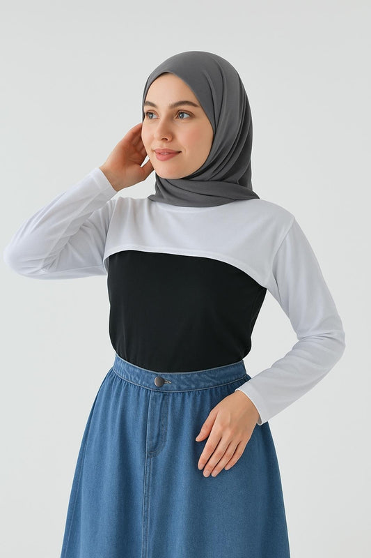 Sıfır Yaka Boyunluklu Kolluk - Beyaz