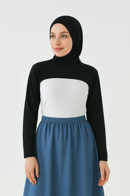 Sıfır Yaka Boyunluklu Kolluk - Siyah