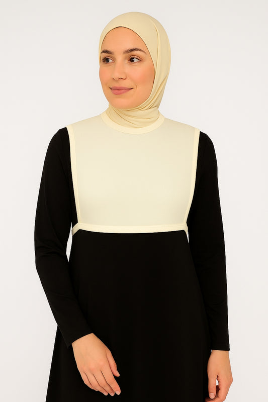 Sıfır Yaka Kolsuz Boyunluk - Krem