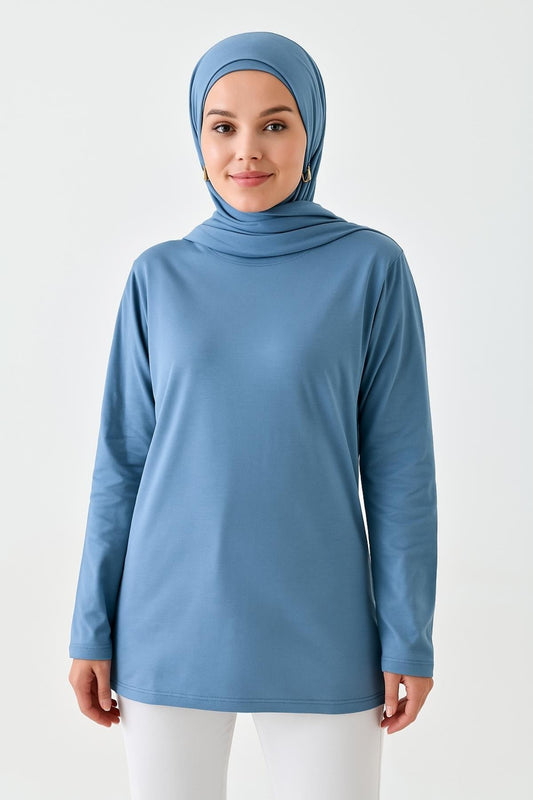 Uzun Kollu Tunik (Bandana Hediyeli) - İndigo