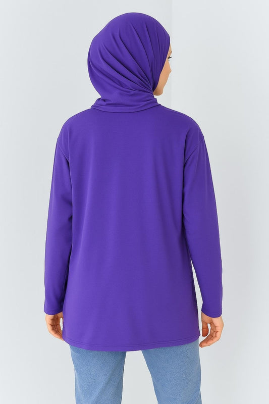 Uzun Kollu Tunik (Bandana Hediyeli) - Mor