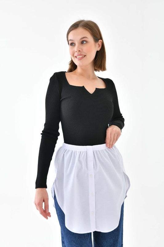 Yanları açık gömlek etek - Beyaz | Outlet