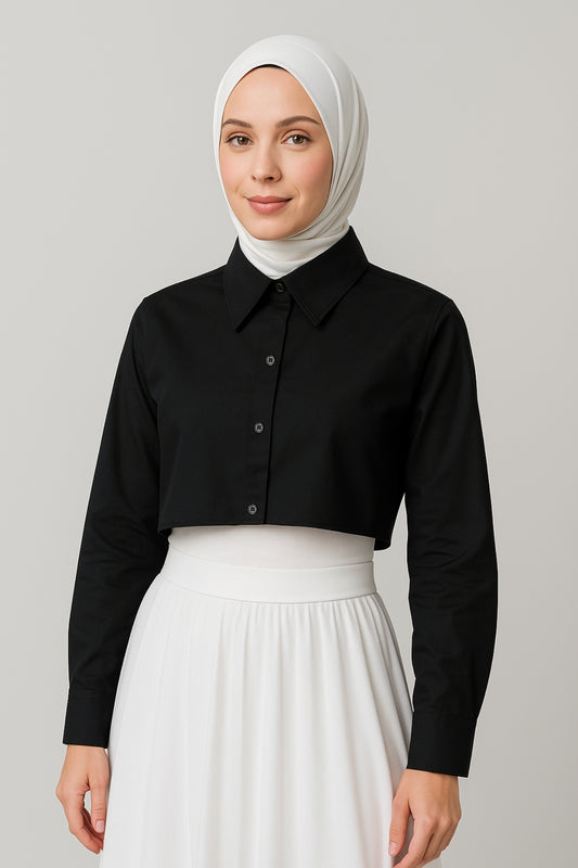 Gömlekli Kolluk Yarım Gömlek - Siyah