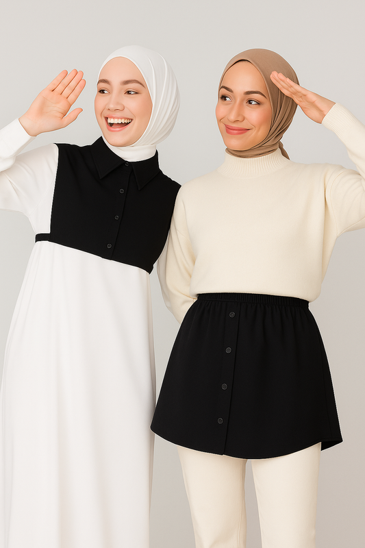 2'li Paket Gömlek Etek ve Gömlek Yaka Seti - Siyah