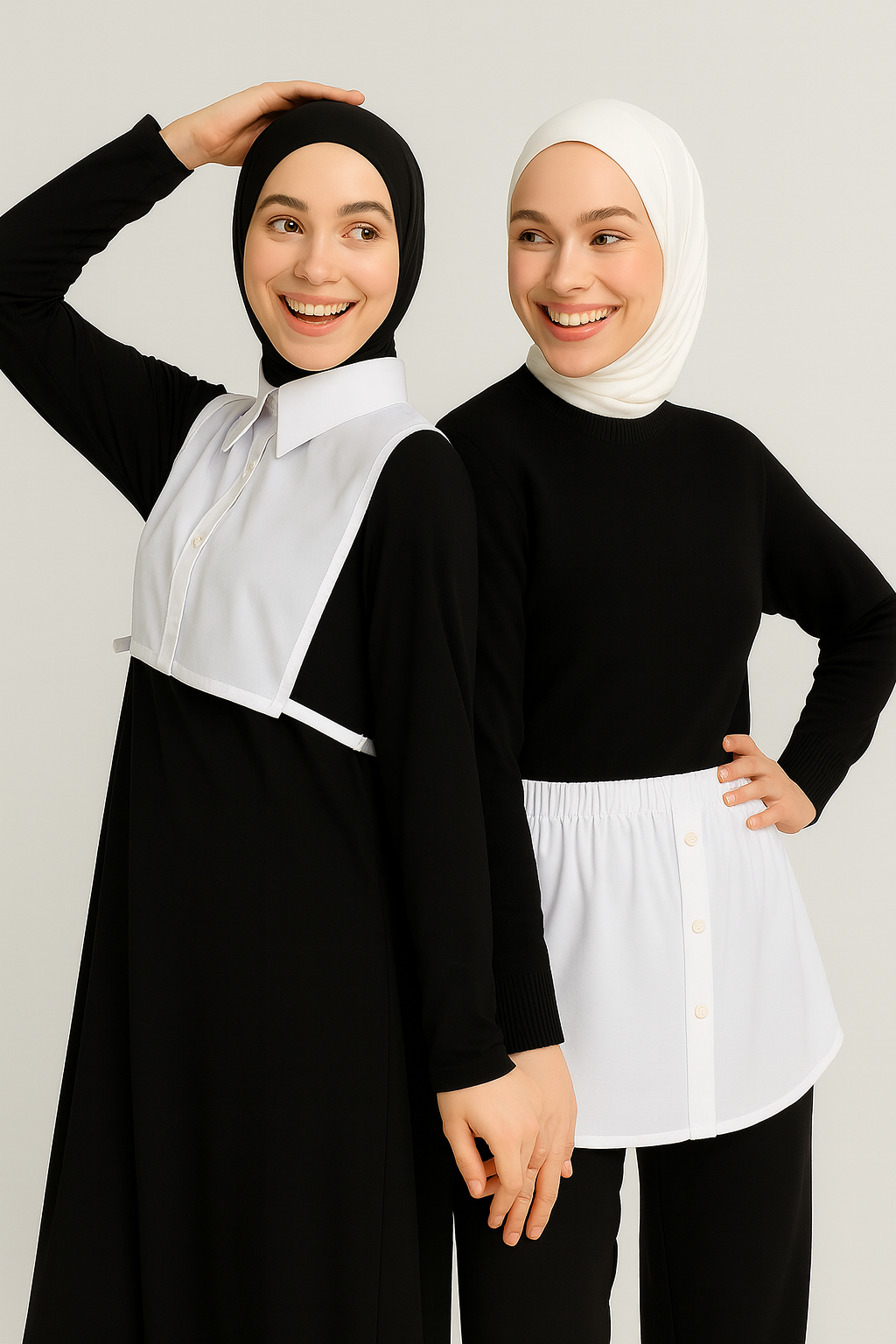 2'li Paket Gömlek Etek ve Gömlek Yaka Seti - Beyaz