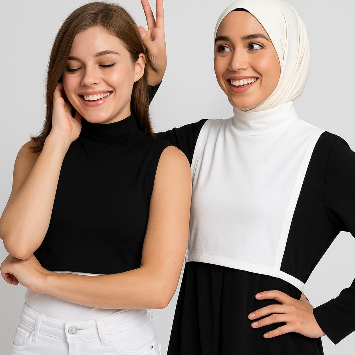 Tesettür boyunluk ve kolluk kombinli kadın giyim ürünü modern ve pratik kullanım