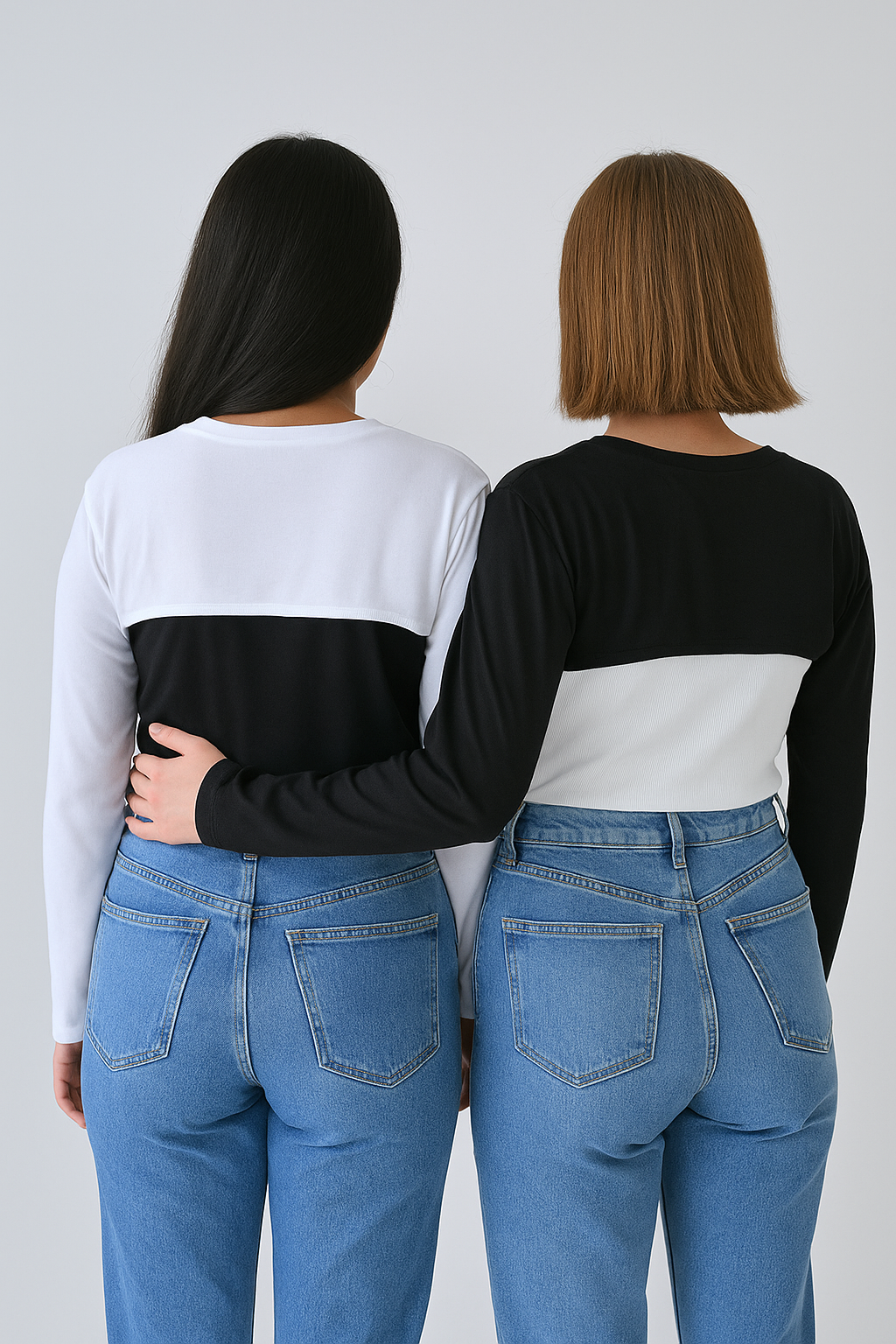 2'li Paket Bisiklet Yaka Boyunluklu Kolluk - Siyah Beyaz