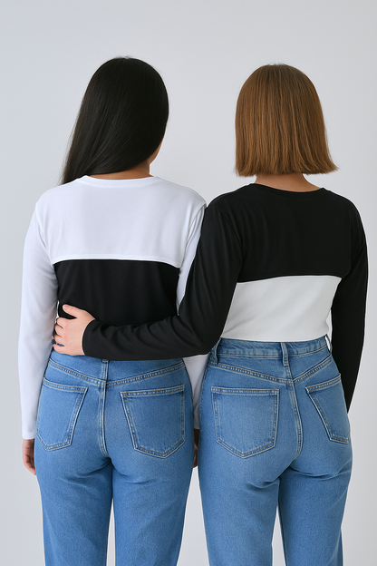 2'li Paket Bisiklet Yaka Boyunluklu Kolluk - Siyah Beyaz