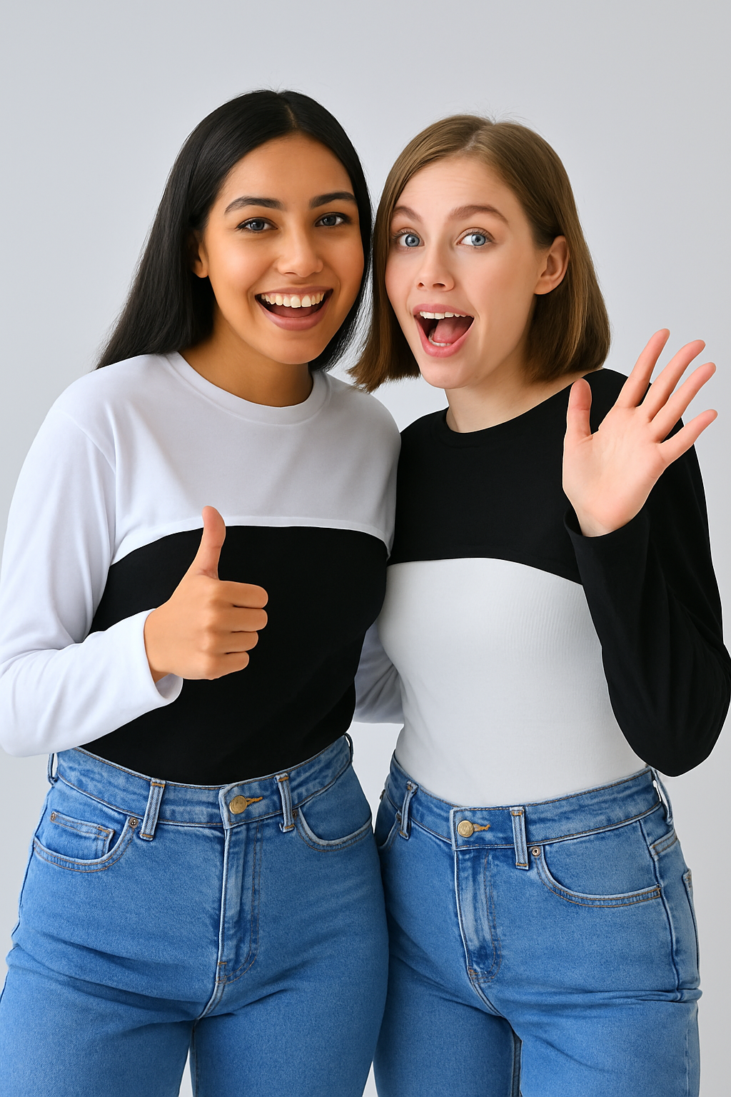 2'li Paket Bisiklet Yaka Boyunluklu Kolluk - Siyah Beyaz