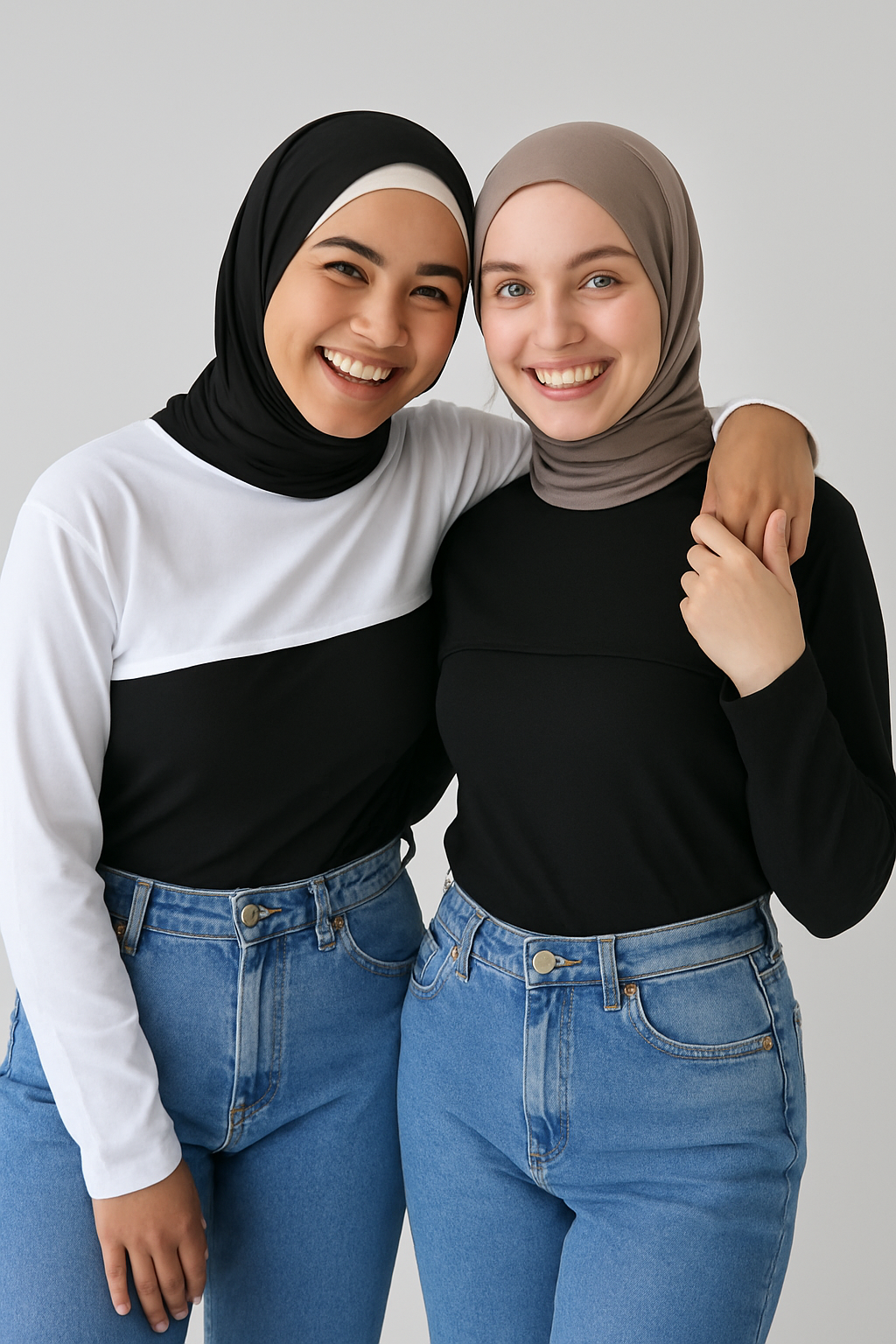 2'li Paket Bisiklet Yaka Boyunluklu Kolluk - Siyah Beyaz