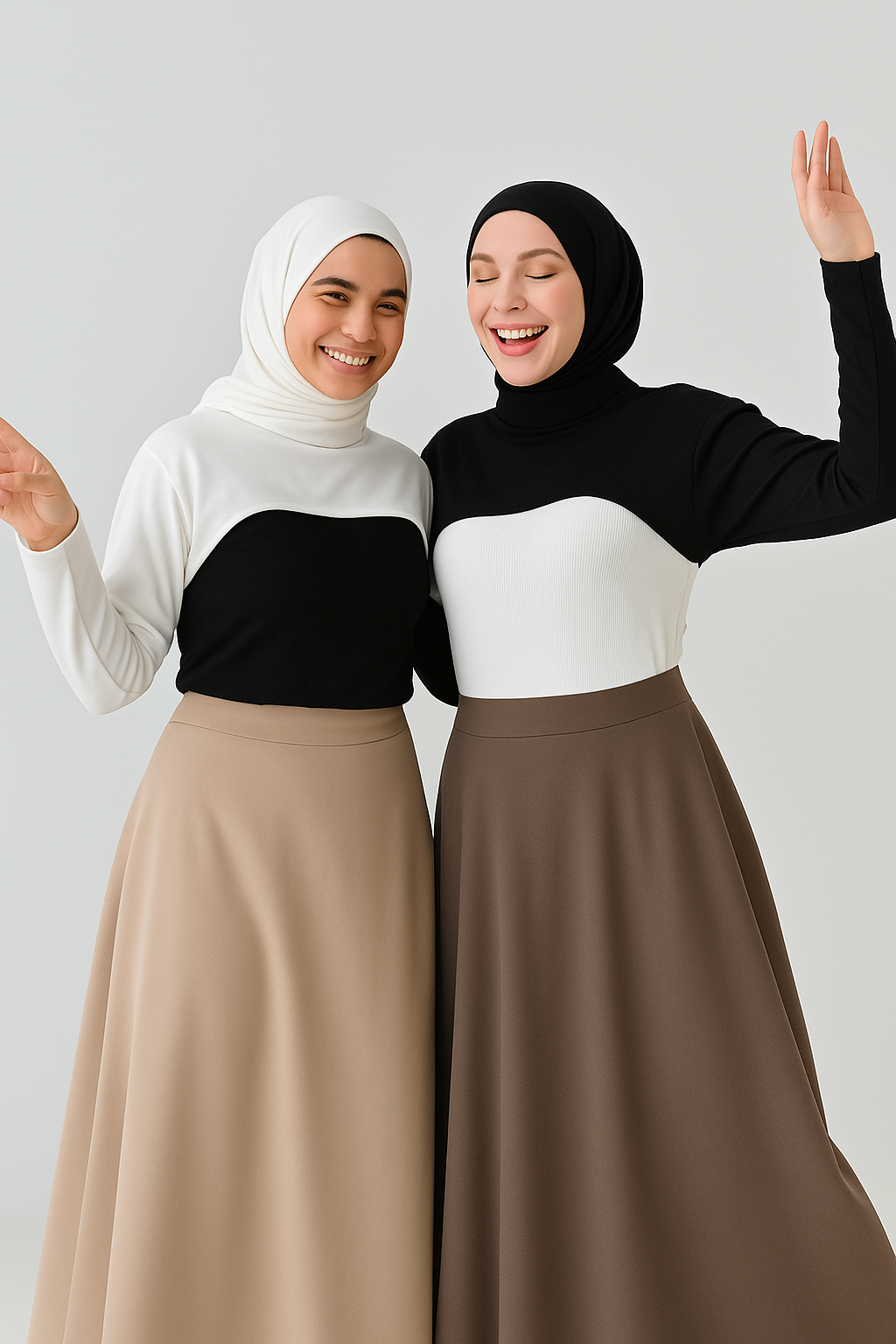 2'li Paket Dik Yaka Boyunluklu Kolluk Seti - Siyah ve Beyaz