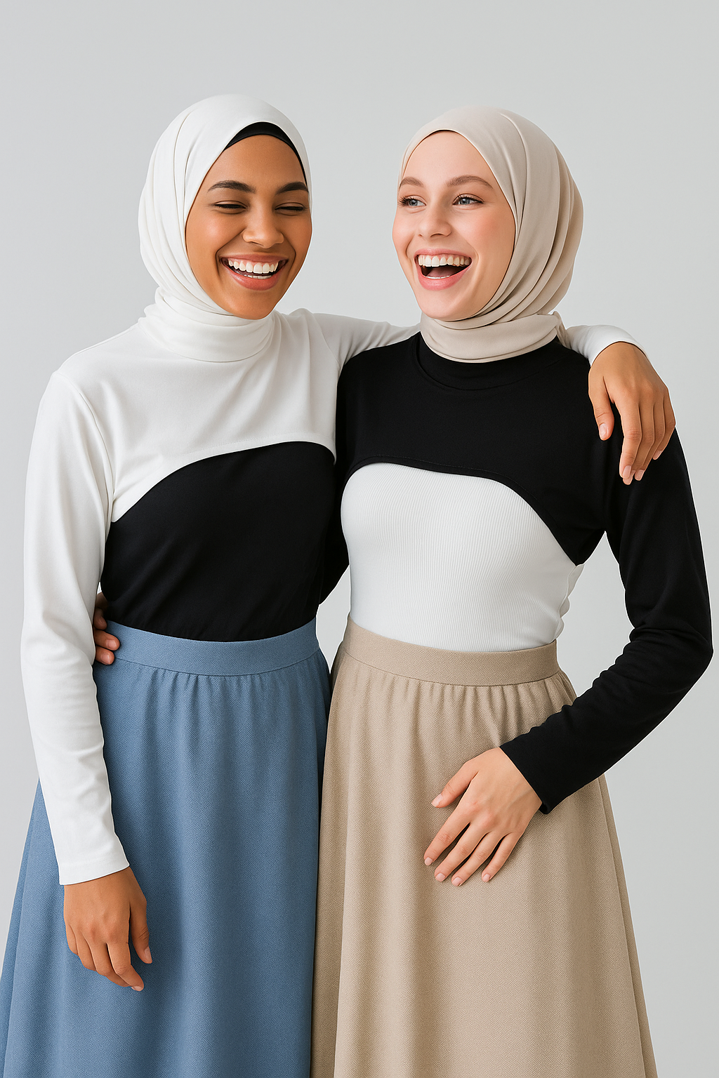 2'li Paket Dik Yaka Boyunluklu Kolluk Seti - Siyah ve Beyaz