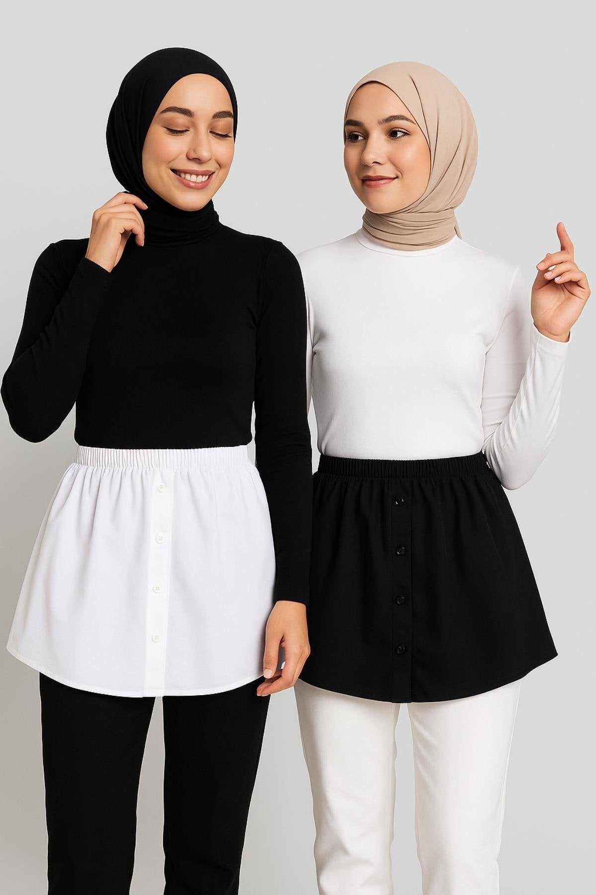 Etek üstü gömlek modelleri ile rahat ve şık tesettür stil