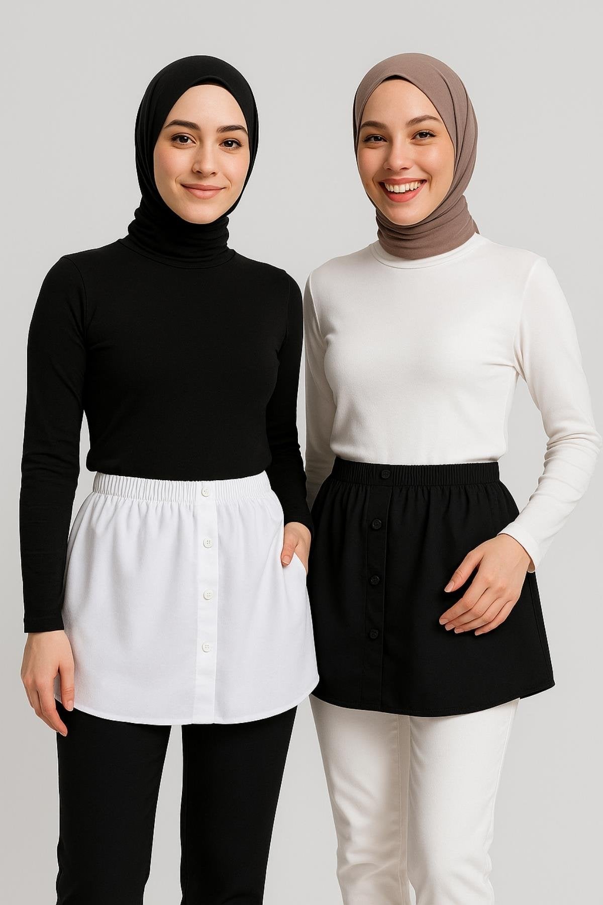 Etek gömlek takım tesettür stilinde günlük kombin önerisi