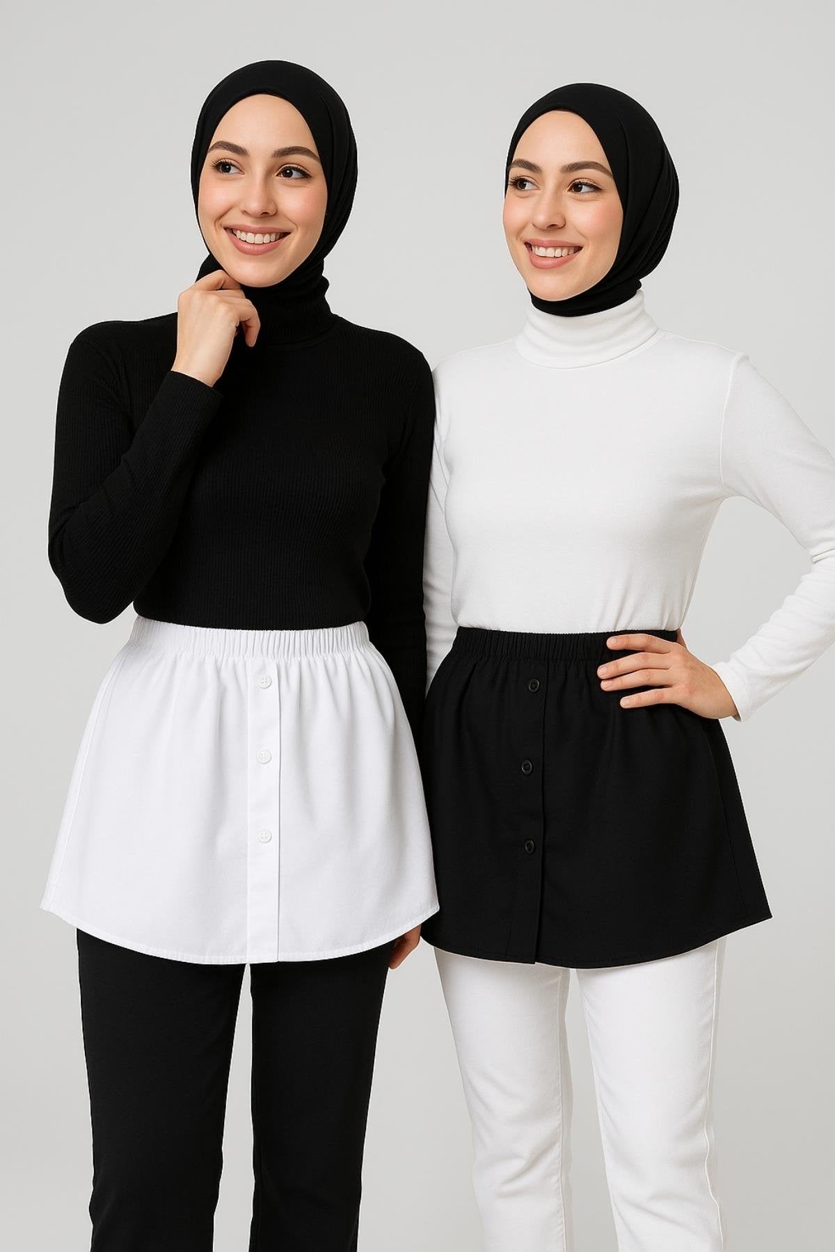 Gömlek etek kombin ile sade ve zarif tesettür kombin