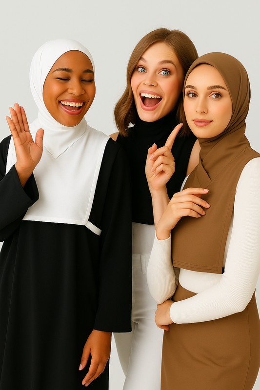 3'lü Set Çapraz Yaka Boyunluk - Siyah, Beyaz ve Kahve