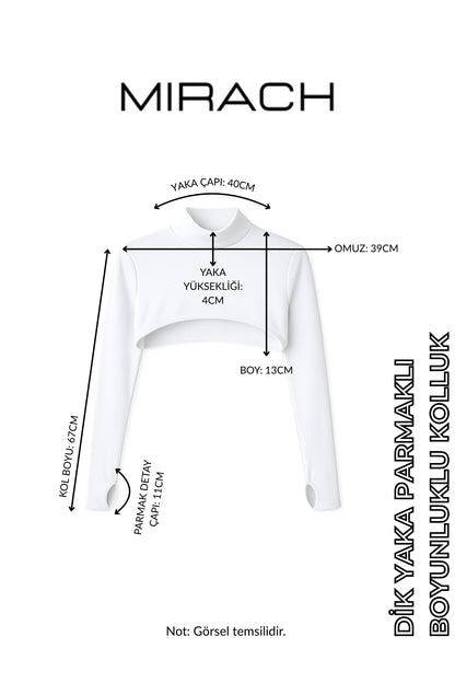 2'li Paket Dik Yaka Parmaklı Boyunluklu Kolluk - Beyaz ve Siyah