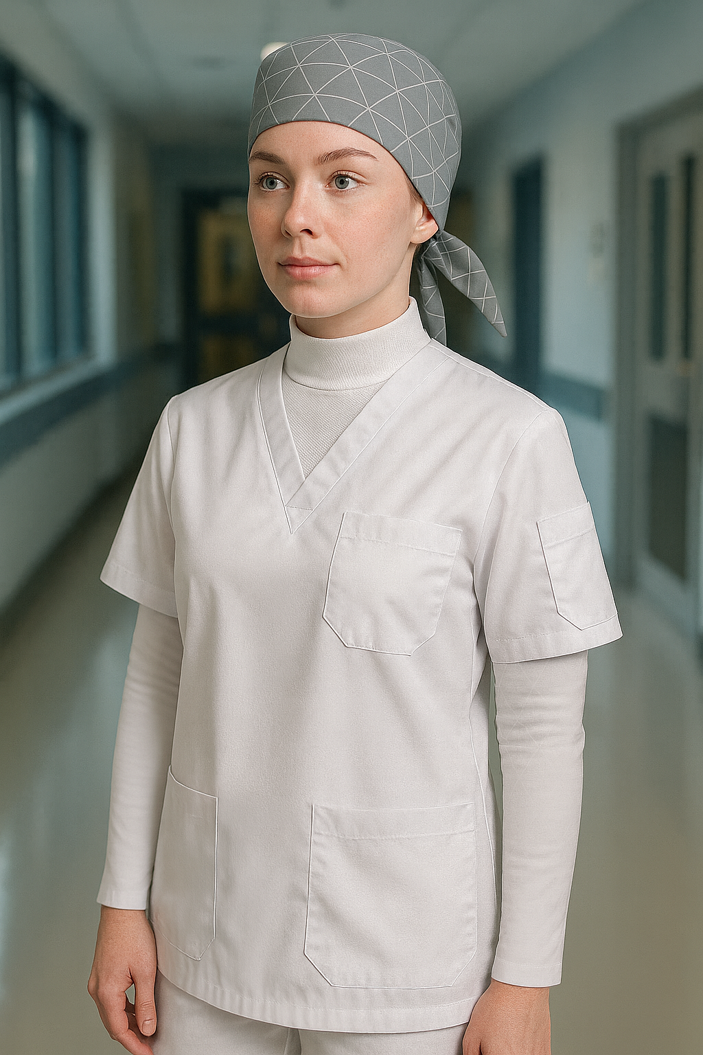 3’lü Medikal İş Giyim Seti - Modern Beyaz