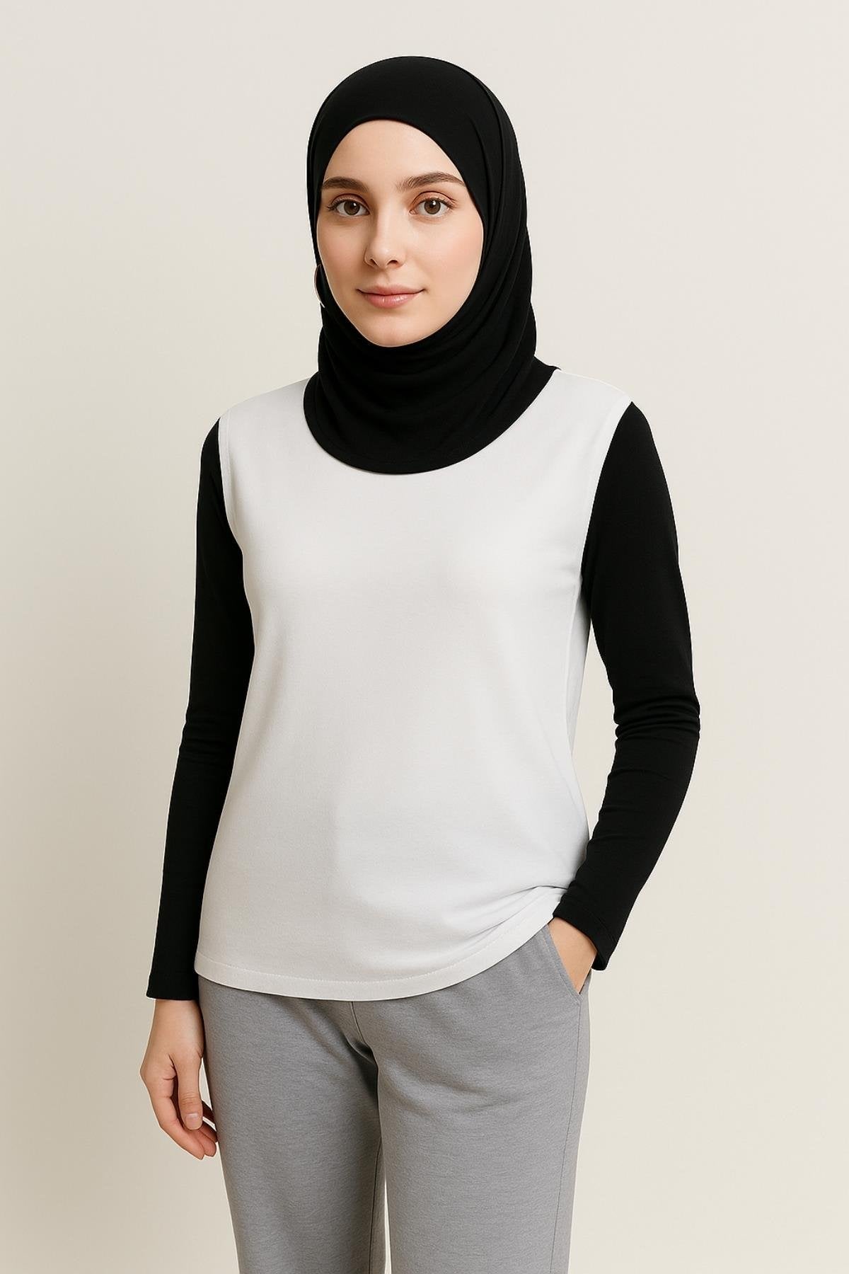 Tesettür içlik elbise beyaz uzun içlik modeli