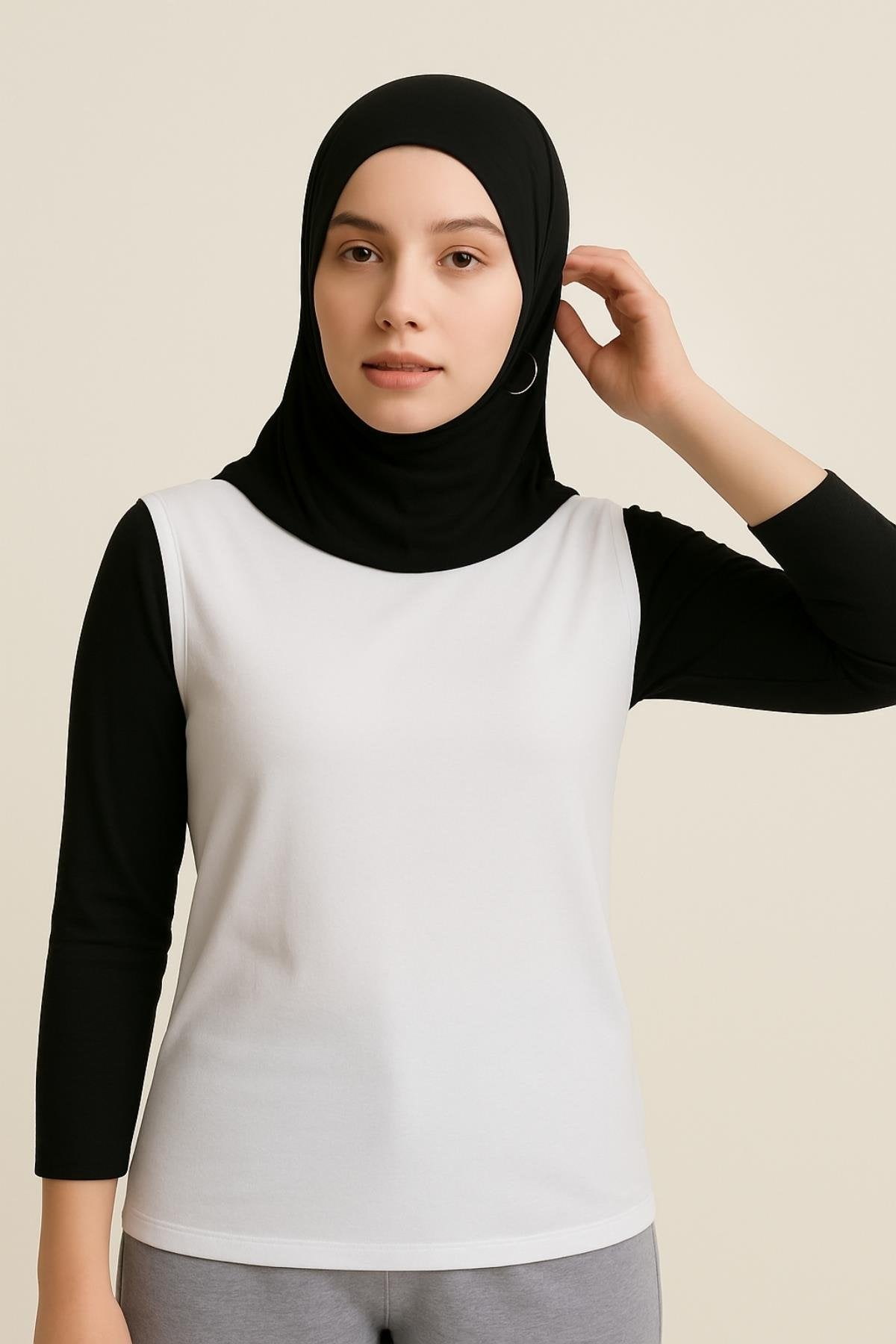 Penye içlik elbise tesettür giyim için kolsuz içlik