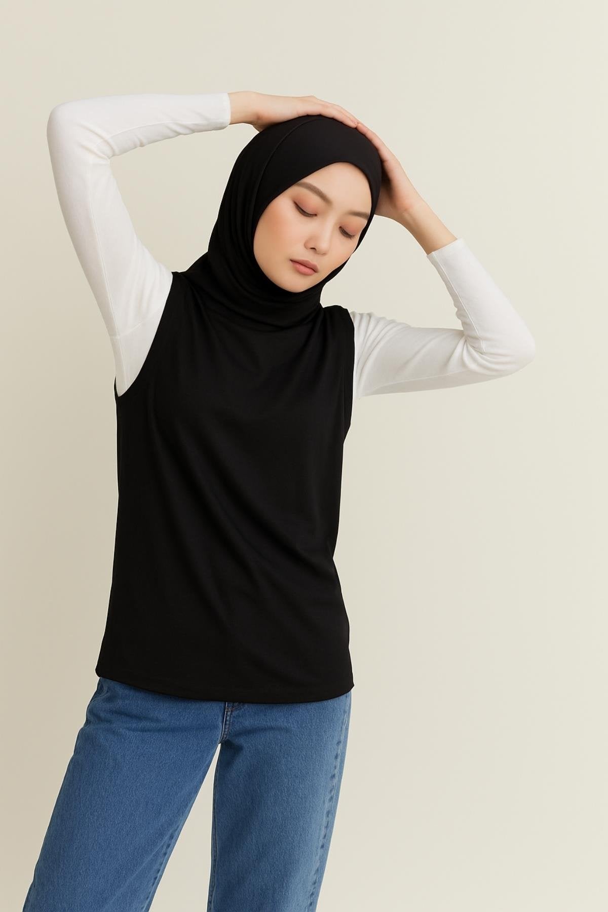 kolsuz içlik elbise siyah tesettür iç elbise kombin