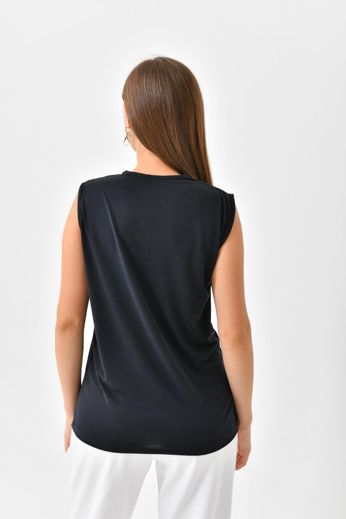 kolsuz tunik içlik siyah penye içlik tesettür kombin