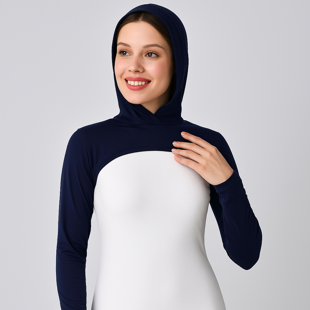Lacivert tesettür boyunluk kolluk modeli uzun kolluk penye kumaş