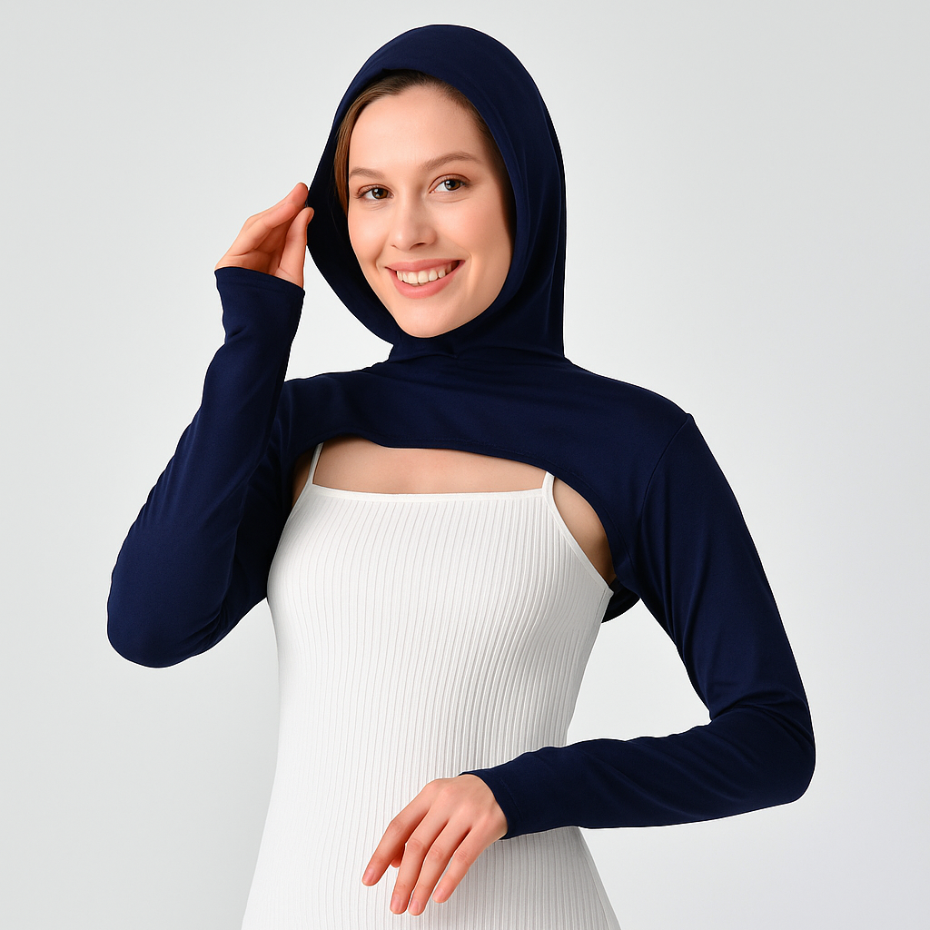 Tesettür boyunluk modelleri kolluk ile birlikte modern görünüm