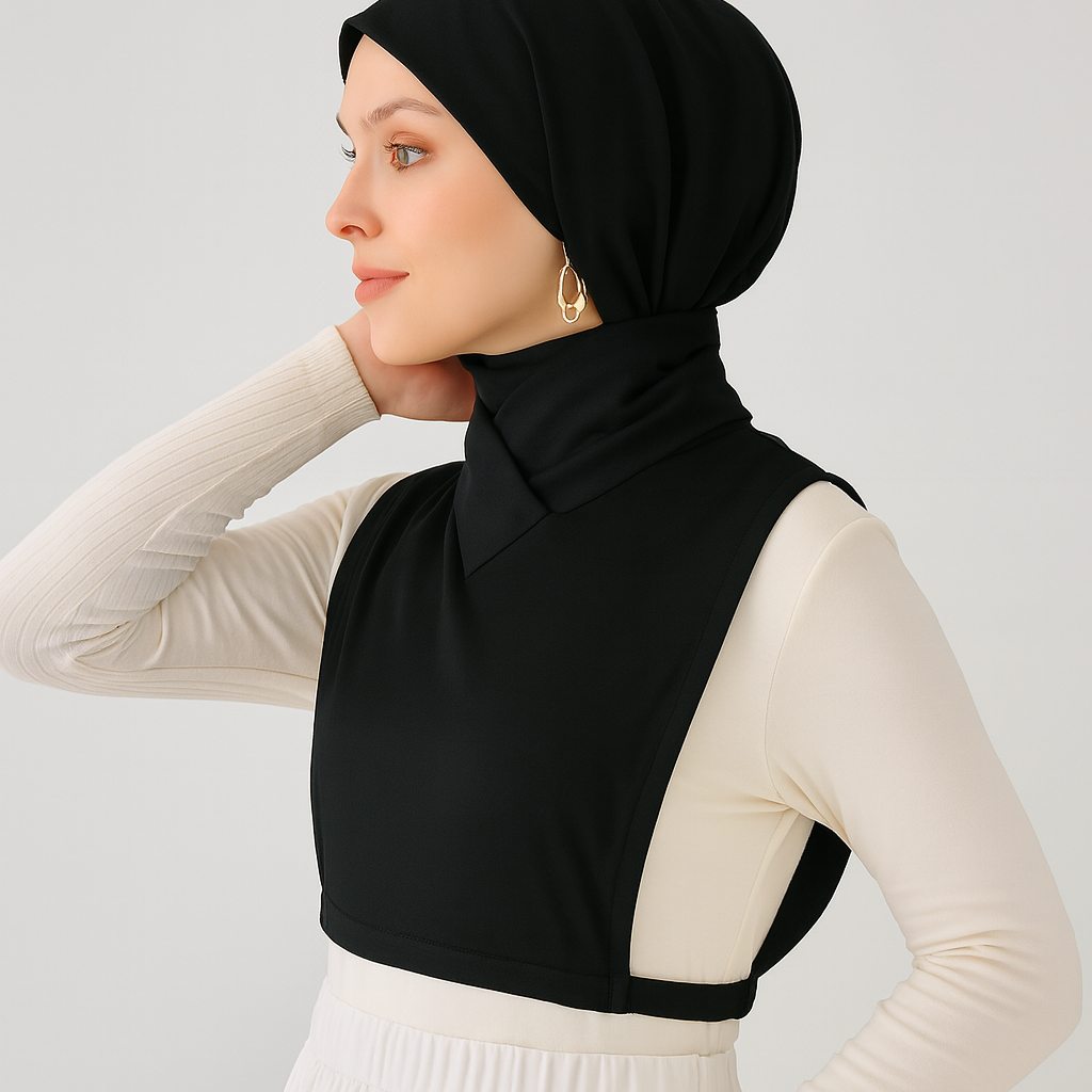 Boyunluk tesettür ve kolluk seti siyah, pratik tesettür kolluk modelleri