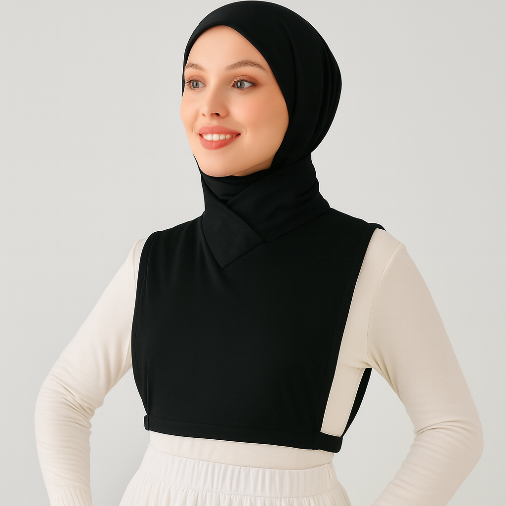 Tesettür boyunluk modelleri siyah kolluk ile kombin, günlük kullanıma uygun