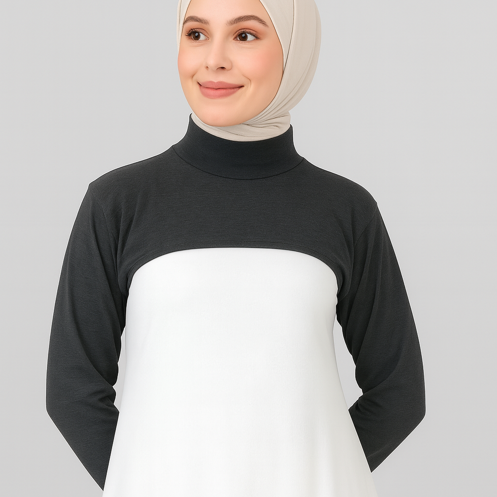 Tesettür kolluk boyunluk seti ile tamamlanan şık ve sade günlük stil